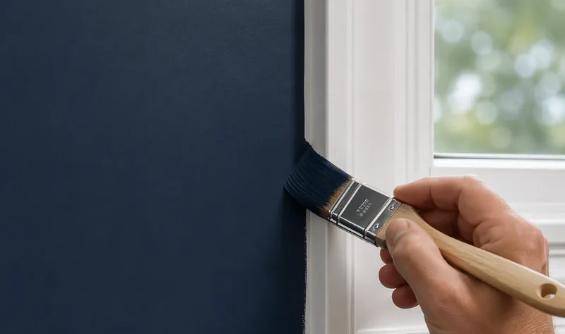 Painter cutting in a crisp line along window trim — Decorative Finishes in Beecroft